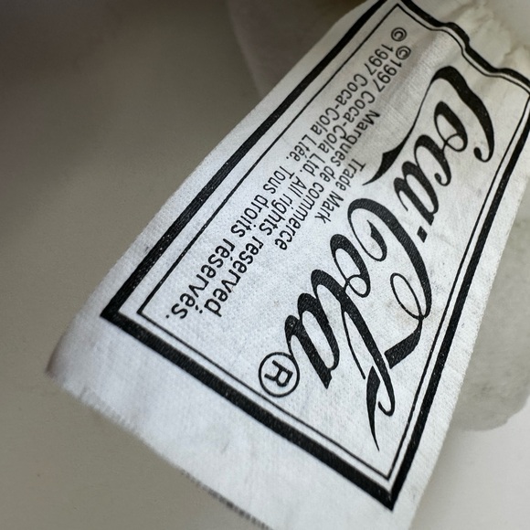 1997 Coca Cola Stuffed Plush Bean Bag Polar Bear 6" Bottle Logo and Hat - Picture 9 of 10